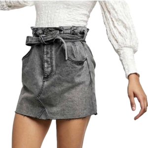FREE PEOPLE East of Eden Denim Black Mini Skirt